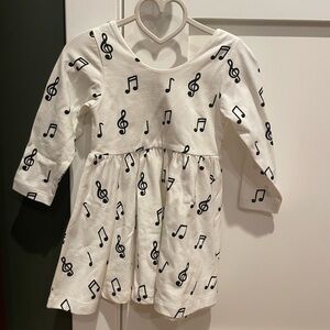 Musical Note Print Skater Dress - White